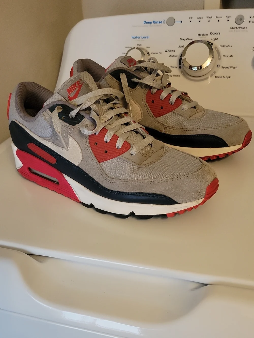 Mens Nike Air Max 90 Grey Red Blue Size 12 Used No Box!